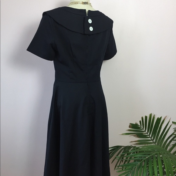 Navy Blue Bettie Page Dress (L-XL) - Picture 6 of 7